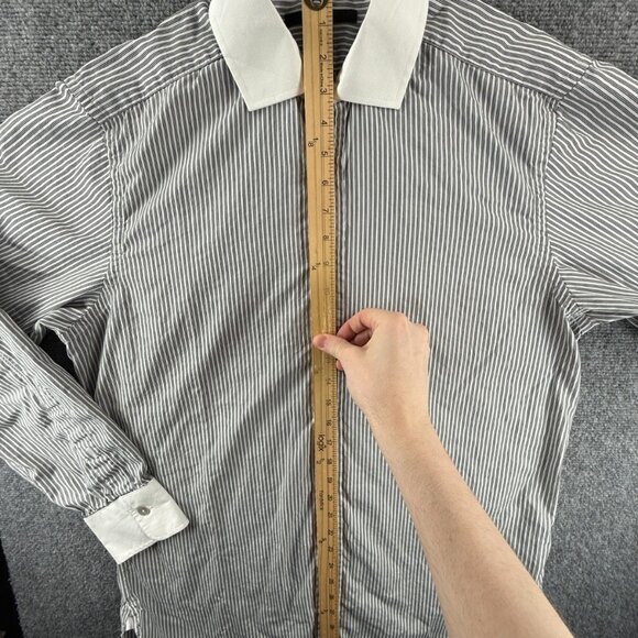 Gucci Striped Black White Contrast Collar Italy Made Button Up Shirt Size Woven - Picture 5 of 16